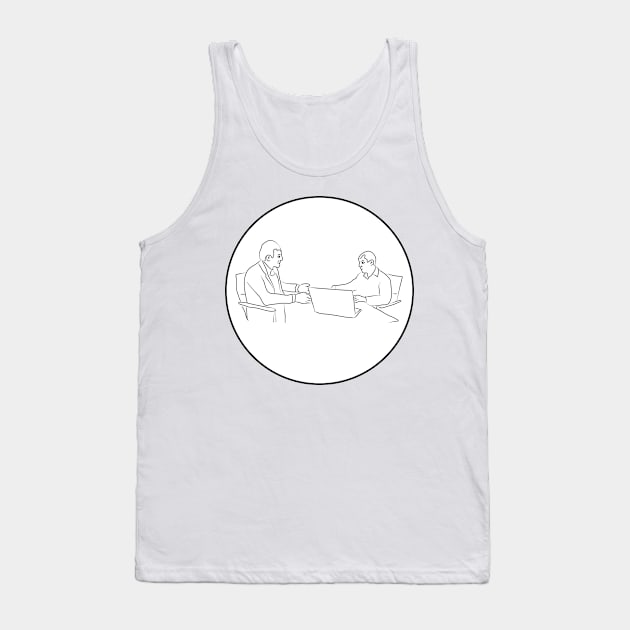 Business negotiations. Business partners. The conversation of men at the table. Interesting design, modern, interesting drawing. Hobby and interest. Concept and idea. Tank Top by grafinya